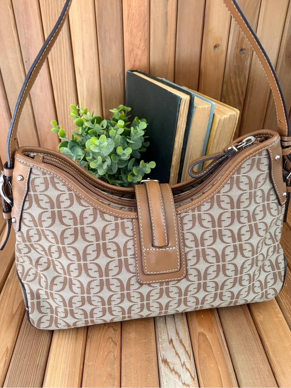 Fossil Monogram Jacquard Hobo Bag, Vintage Y2K